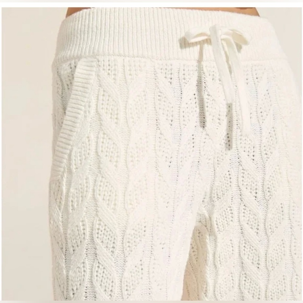 Gorgeous Eberjey Cozy Cable Knit Lounge Pants - Cream w/Pockets and Drawstring - Picture 4 of 16